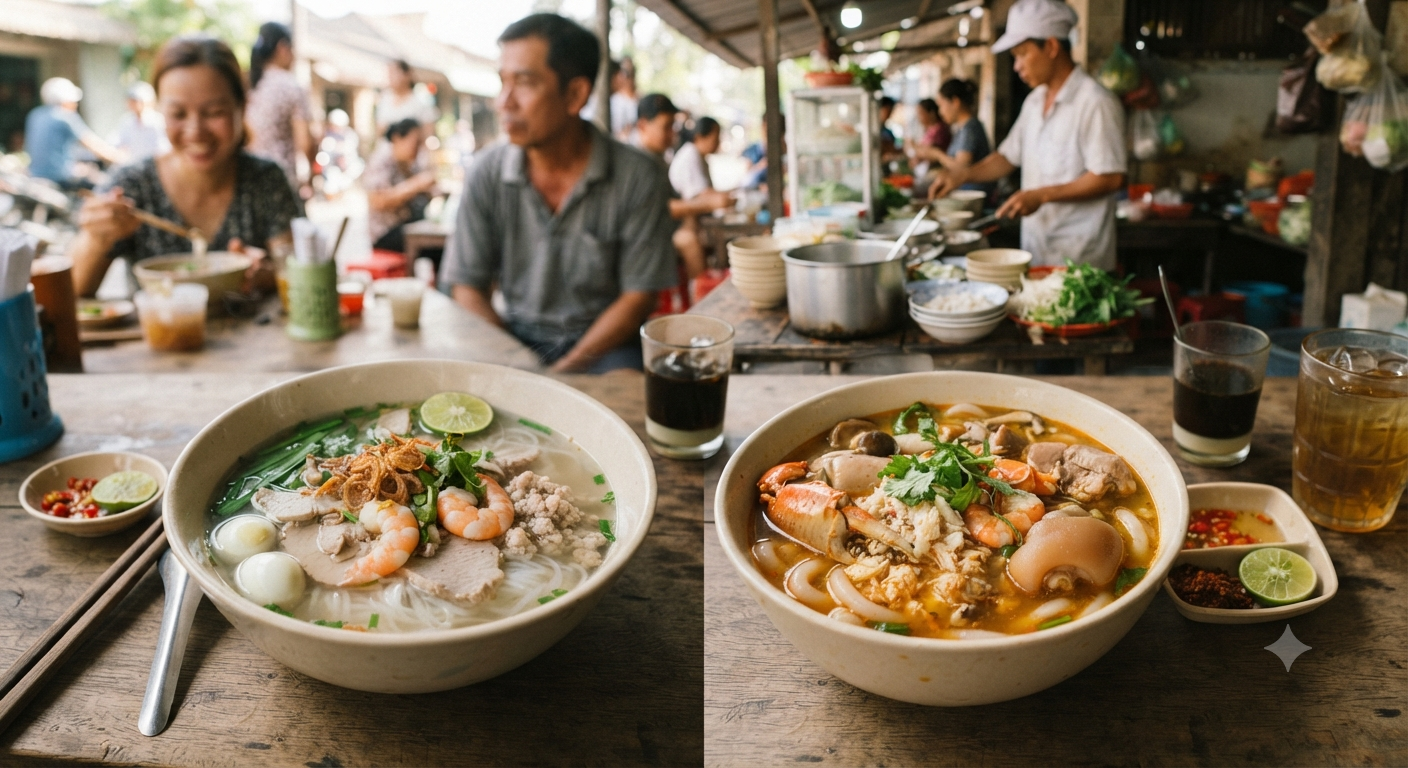 Kết hợp giữa món nước thanh nhẹ và món ăn đậm đà